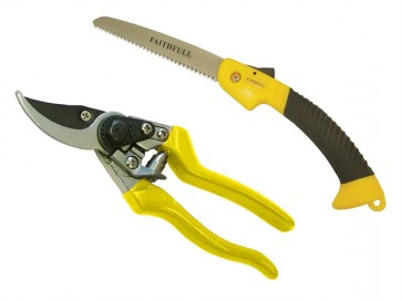 Bypass Secateurs 200mm (8") + Pruning Saw Twin Pack
